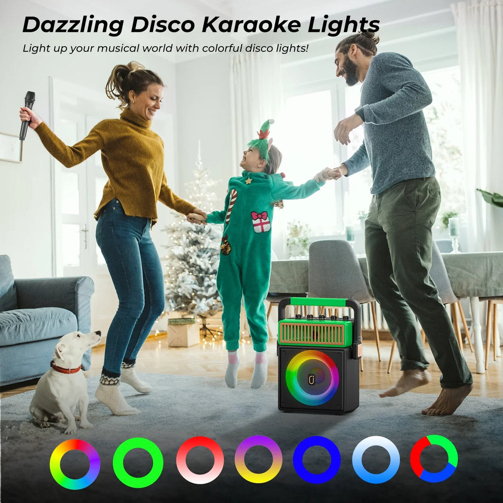 JYX Karaoke Machine with 2 Wireless Microphones, Bluetooth Karaoke Speaker with Mic and Light, Singing Machine Home Karaoke System, Karaoke Machine for Adult (MS73)