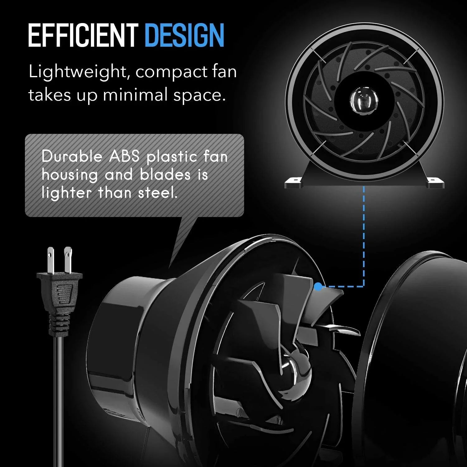 iPower 4 inch 195 CFM Inline Duct Ventilation Fan Air Circulation Vent Blower for Grow Tent, 4" Lite, Black, 1-Pack