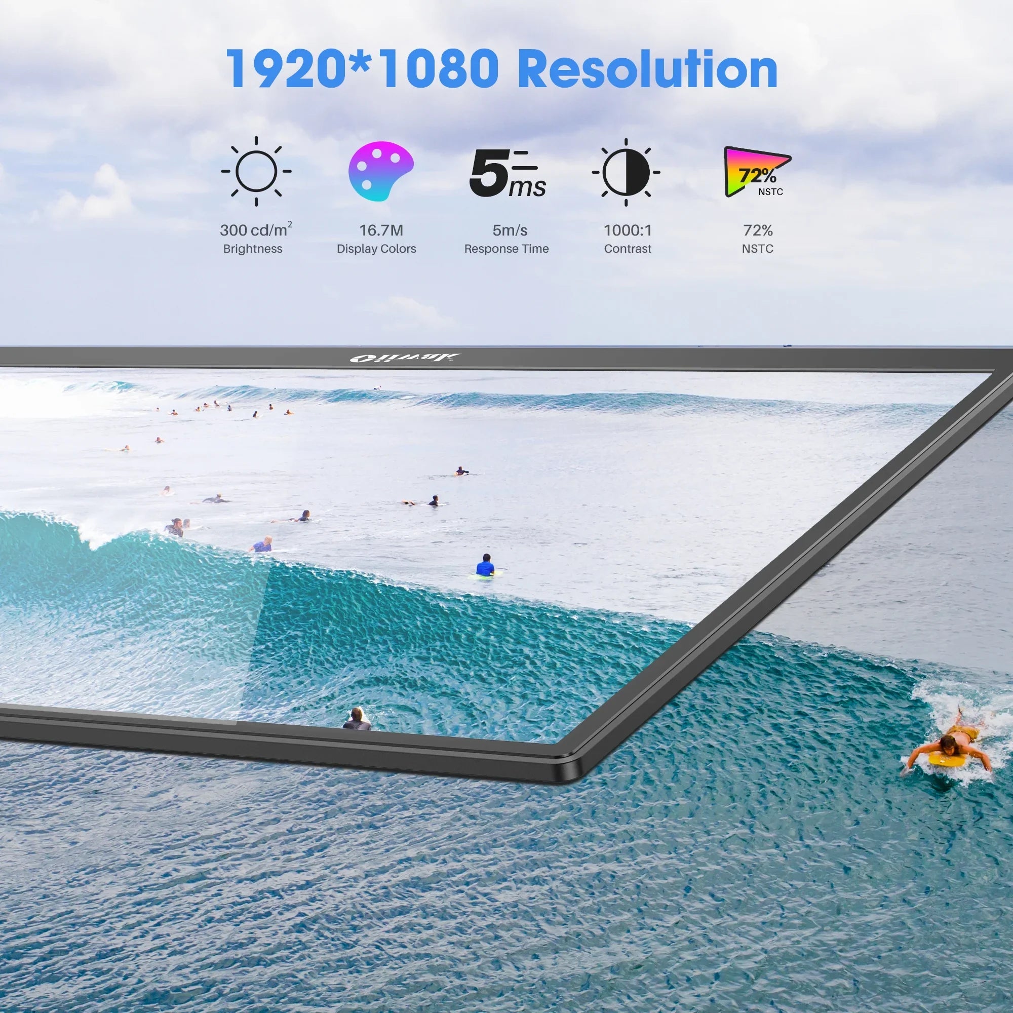 Oiiwak 18.5 inch Large Portable Monitor,100HZ Second Screen Extender for Notebook, 100% sRGB 1080P FHD IPS Frameless Travel Gaming Monitor, Dual Speakers, 180° Foldable Stand & VESA