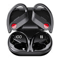 Bluetooth Headphones Wireless Earbuds 20hrs Playtime Charging Case Digital Display Sports Ear buds with Earhook Premium Deep Bass IPX7 Waterproof Over-Ear Earphones for TV Phone Portable computer Black