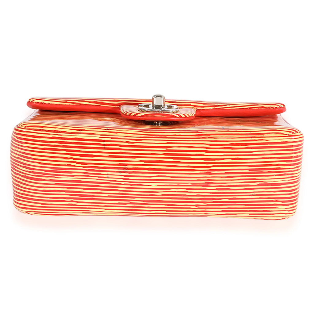 Chanel Red Striped Patent Mini Rectangular Classic Flap Bag Pre-Owned