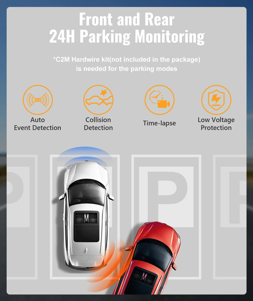 MINIEYE C2M 4K Dash Cam Front and Rear, Dual Dash Camera for Cars 4K+1080P - AI Collision Avoidance Device, 2.4'' LCD, Built-in 5G WiFi GPS, ADAS, Loop Recording, Super Night Vision, APP OTA Update
