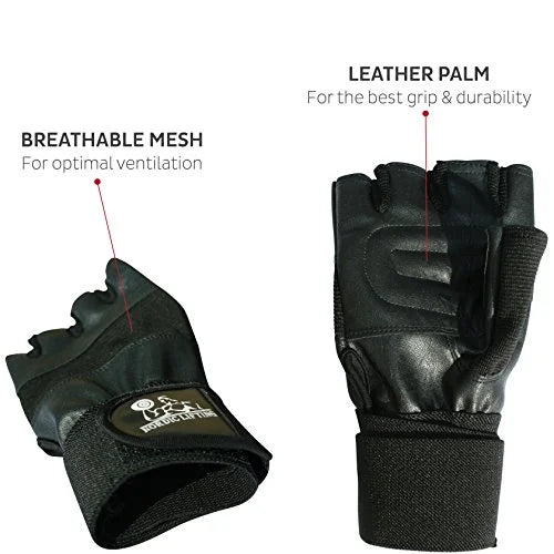 Nordic Lifting Weight Lifting Gloves with 12" Wrist Wraps Support for Gym Workout, Cross Training, Weightlifting, Fitness & Cross Training - The Best for Men & Women - Quality Gear - Large