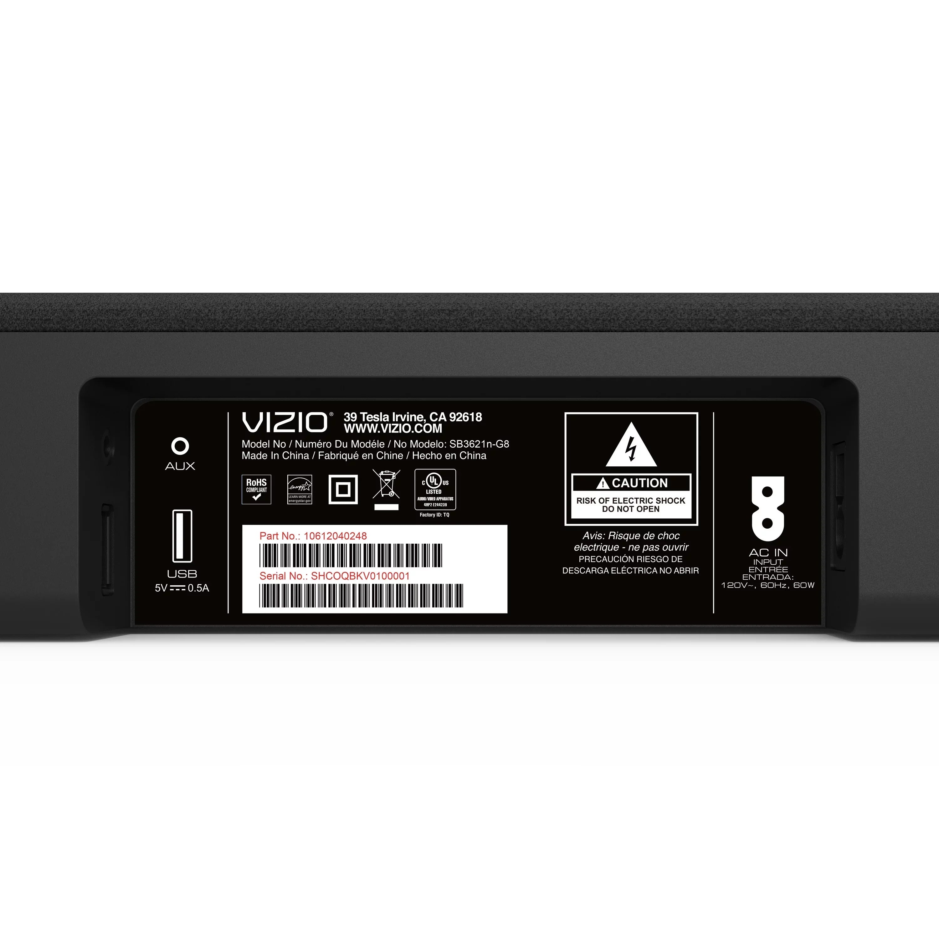 Restored VIZIO 36" 2.1 Channel Sound Bar System SB3621n-G8B (Refurbished)