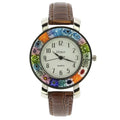 GlassOfVenice Serena Murano Millefiori Watch With Leather Band - Brown