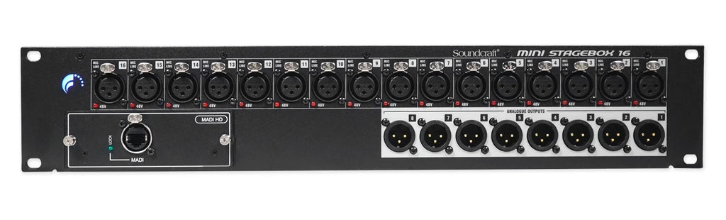 Soundcraft Mini Stagebox 16R MSB16R 16x8+(4) UHF Wireless Mics+Samson Headphones