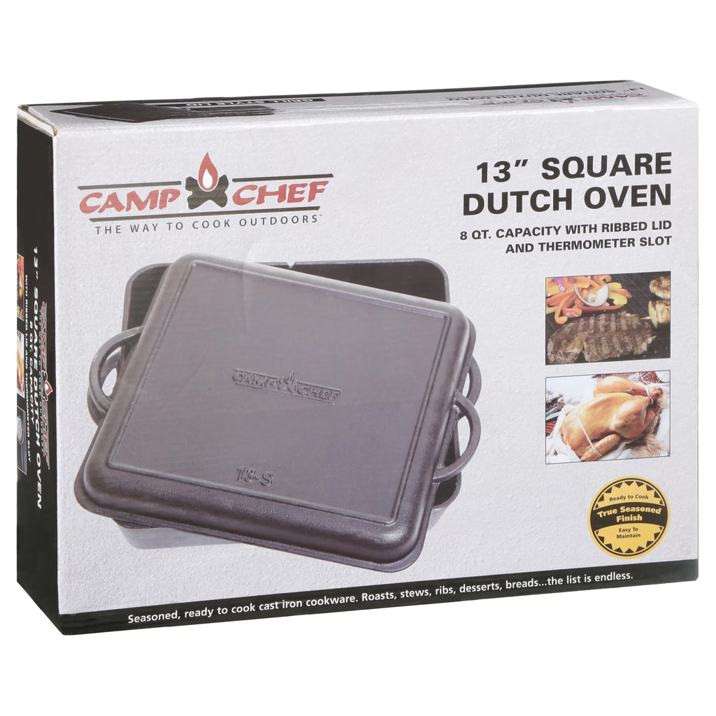 Camp Chef Cast Iron Dutch Oven 8 Quarts, 13" x 13" Square, DO13S