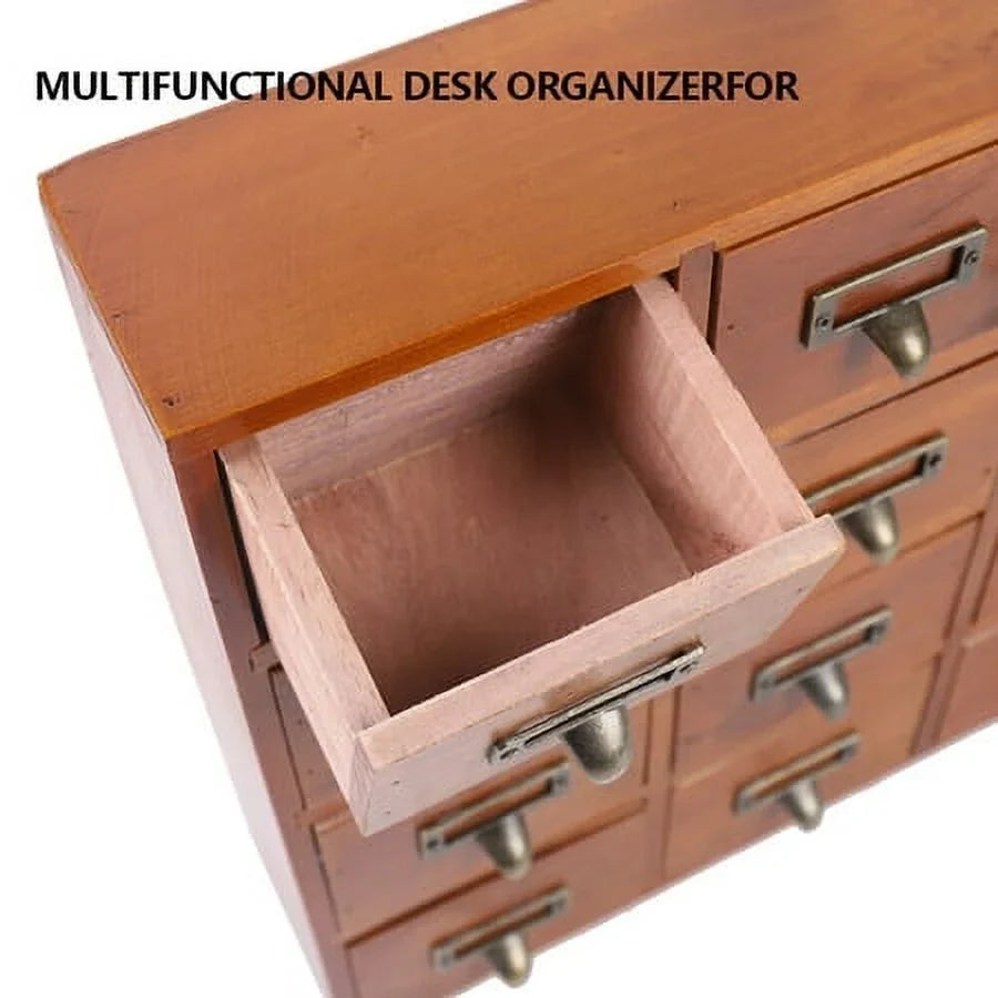 Retro Wood Apothecary Cabinet 16 Drawers Desk Drawer Organizer Storage Box