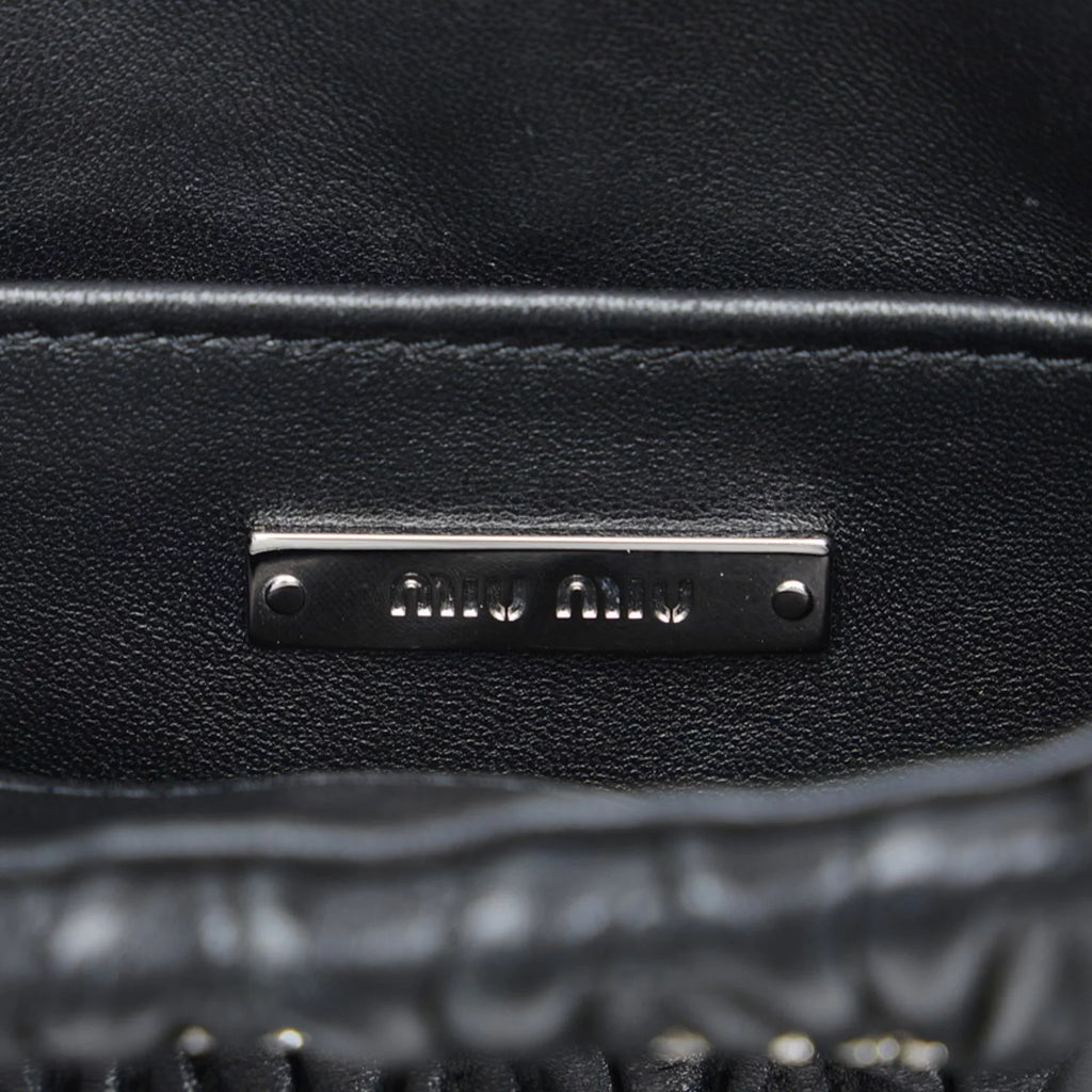 Pre-Owned Miu Miu Miu Materasse Nappa Crystal Shoulder Bag 5BA220 Black Silver Leather Ladies MIUMIU (Good)