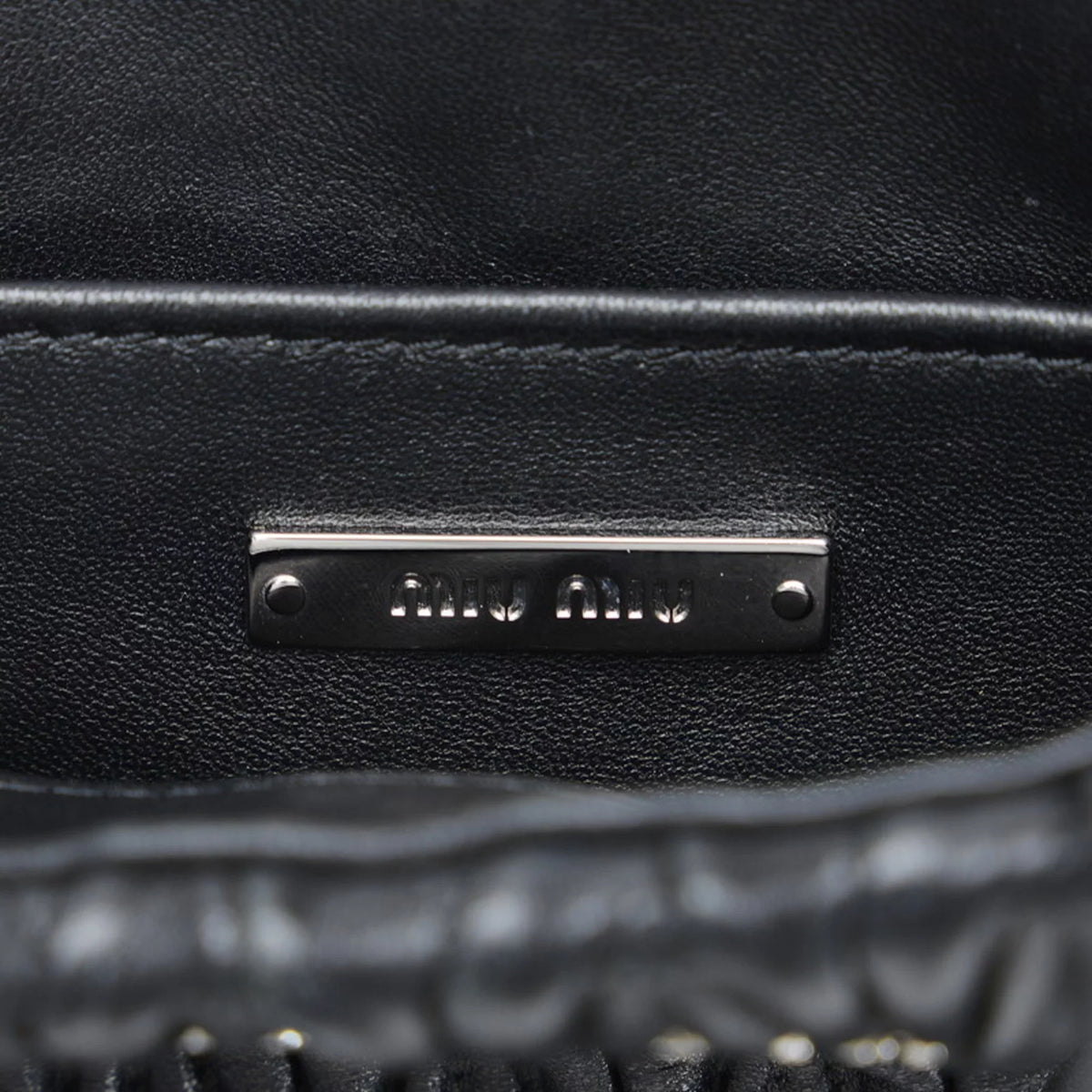 Pre-Owned Miu Miu Miu Materasse Nappa Crystal Shoulder Bag 5BA220 Black Silver Leather Ladies MIUMIU (Good)