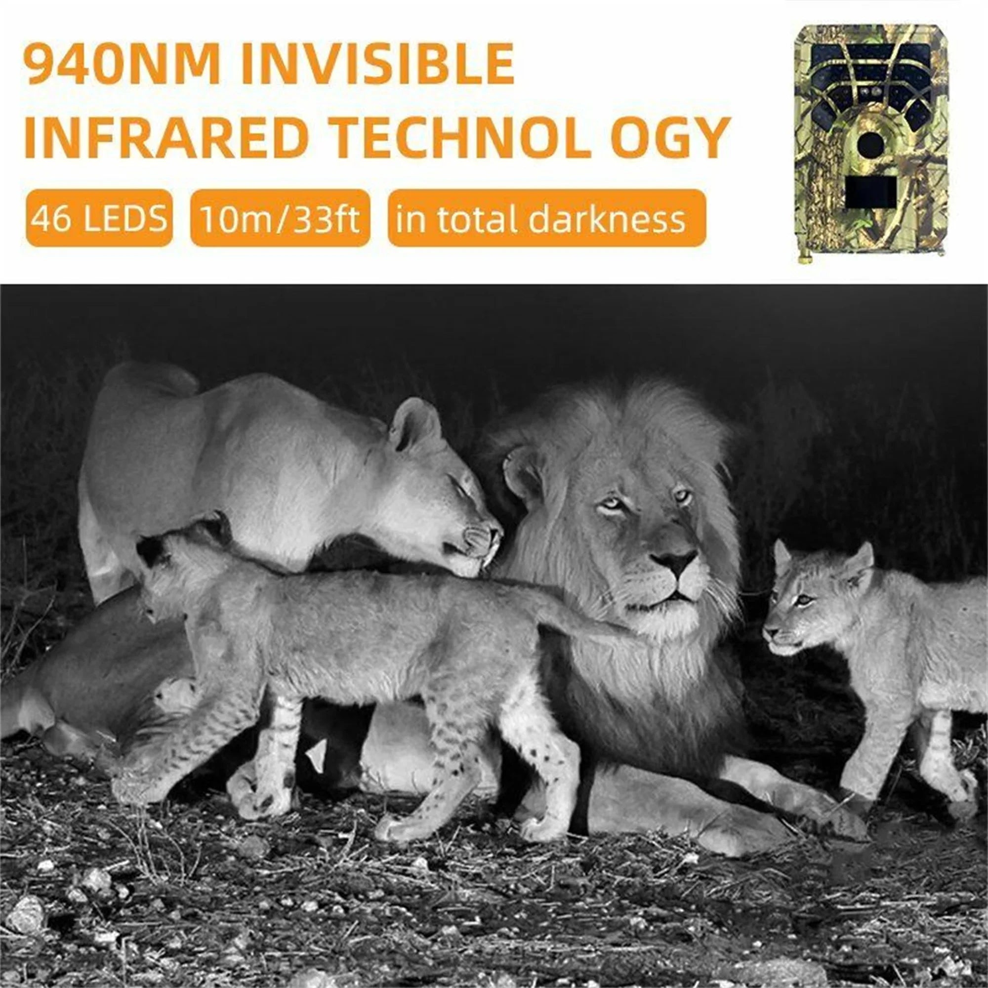 QIYAA Outdoor Hunting Camera 12Mp 720P Wild Animal Detector Trail Camera Waterproof Monitoring Night Vision Wildlife Monitoring