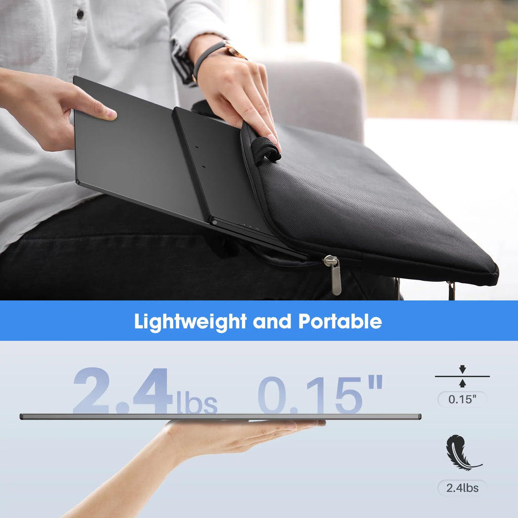 Oiiwak 18.5 inch Large Portable Monitor,100HZ Second Screen Extender for Notebook, 100% sRGB 1080P FHD IPS Frameless Travel Gaming Monitor, Dual Speakers, 180° Foldable Stand & VESA