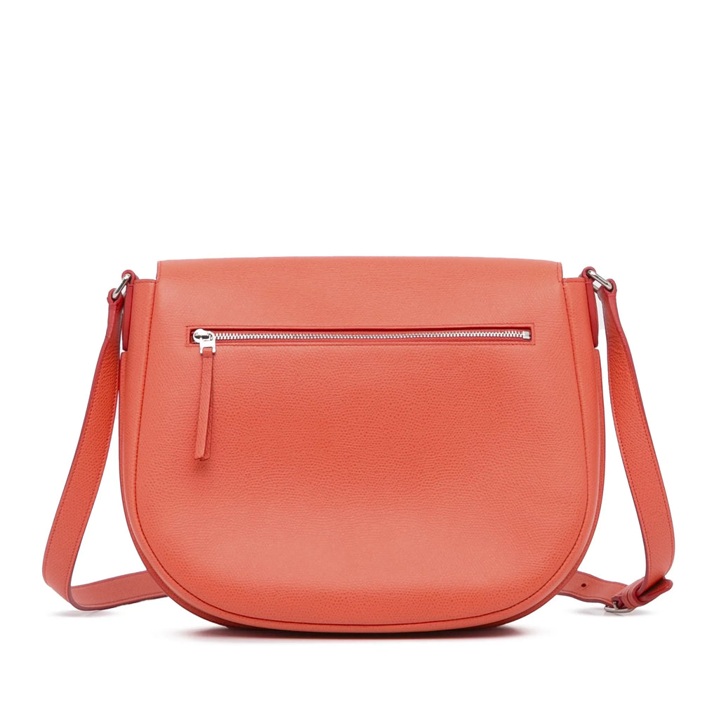 Pre-Owned Authenticated Celine Trotteur Messenger Bag Calf Leather Orange Crossbody Bag Unisex (Good)