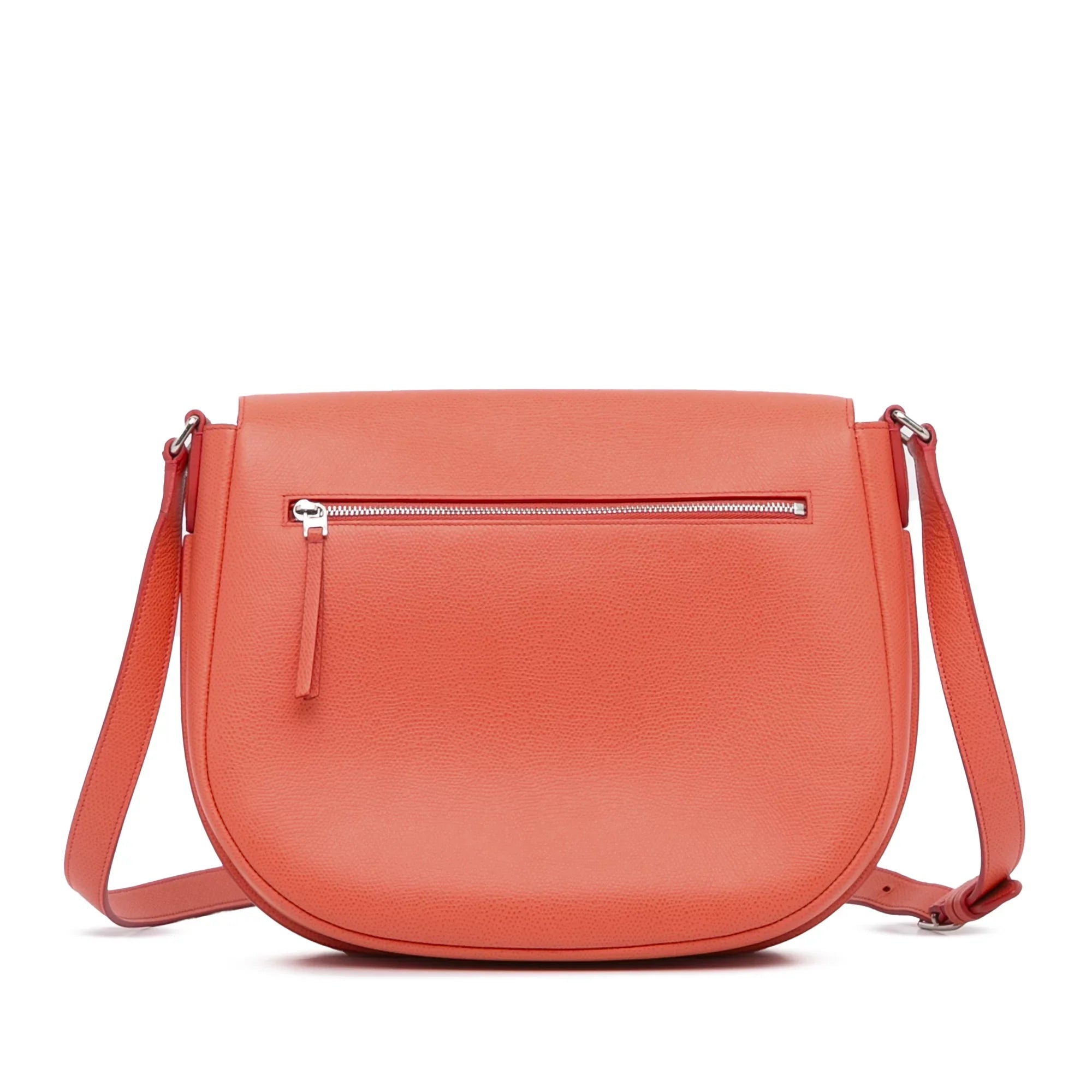 Pre-Owned Authenticated Celine Trotteur Messenger Bag Calf Leather Orange Crossbody Bag Unisex (Good)