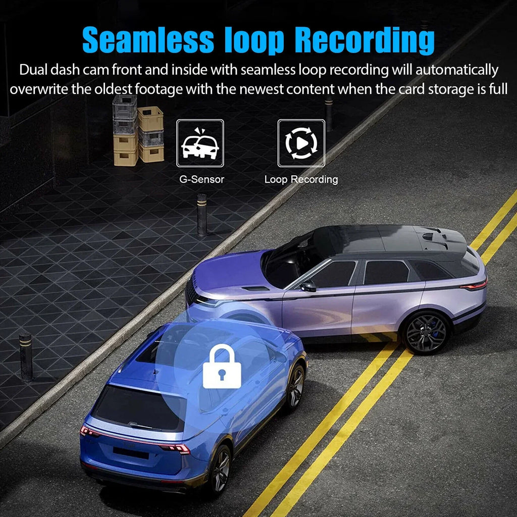 HD 1080P Car Dual Dash Cam, Front/Rear/Inside Dual Lens Dash Camera, Video Recorder Camera with G-sensor