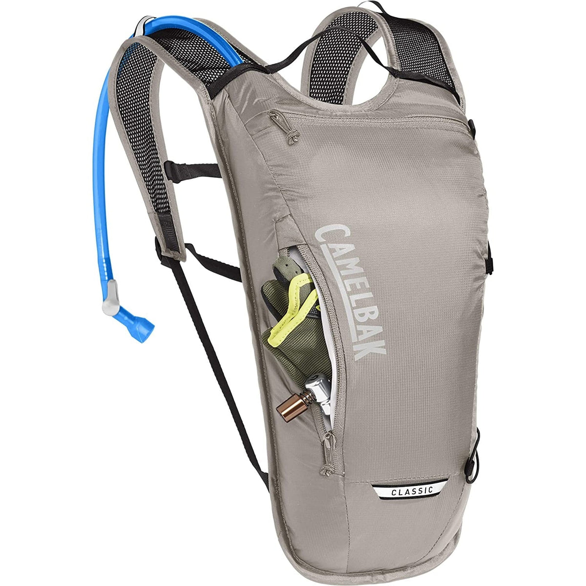 CamelBak Classic Light Bike Hydration Pack 70oz Aluminum/Black for Outdoor Lifestyle and CAMELBAK Mini M.U.L.E.( 50 oz Blue/White Stripe) - Bundle Kit