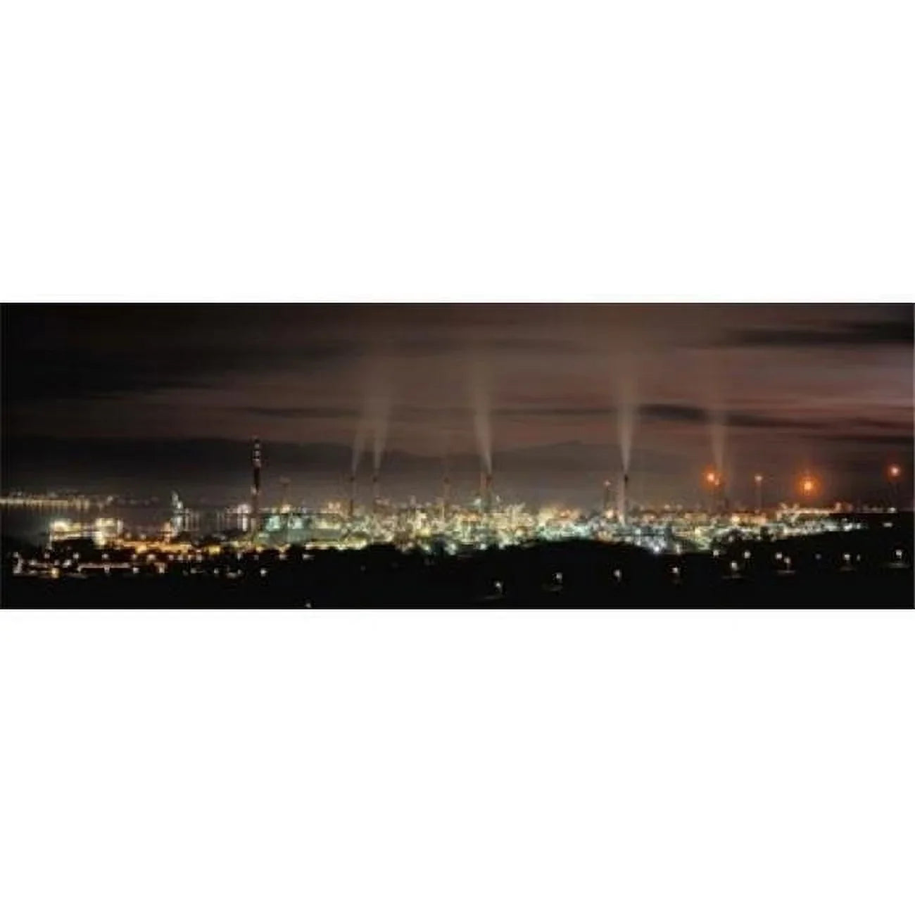 Panoramic Images High angle view of oil refinery at lit up at night La Linea De La Concepcion Andalusia Spain Poster Print by Panoramic Images - 36 x 12