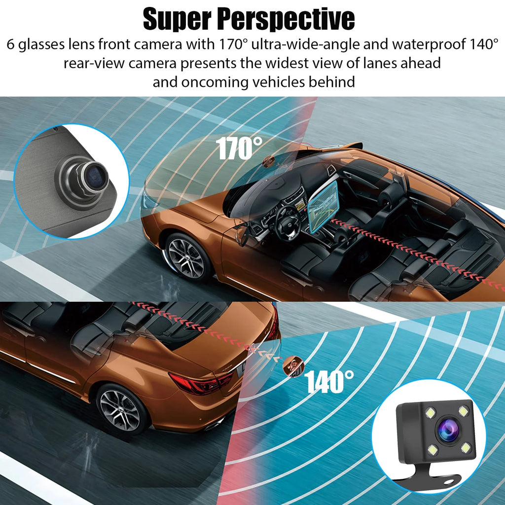 EEEkit Mirror Dash Cam Car Camera, 1080P 7inch Touch Screen Front and Rear View Mirror Camera for Cars, Dual Lens Dash Camera with Night Vision, Motion Detection, G-Sensor, 170° Wide-Angle