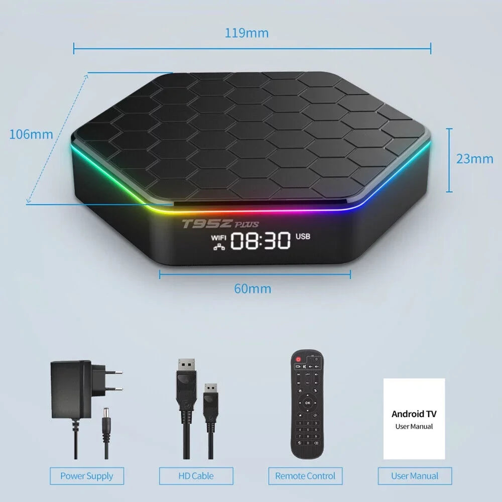 KingFurt Quad Core 8K HD Video 64GB Memory 6K Stream Player 2023 T95Z Plus Smart Android 12.0 TV Box