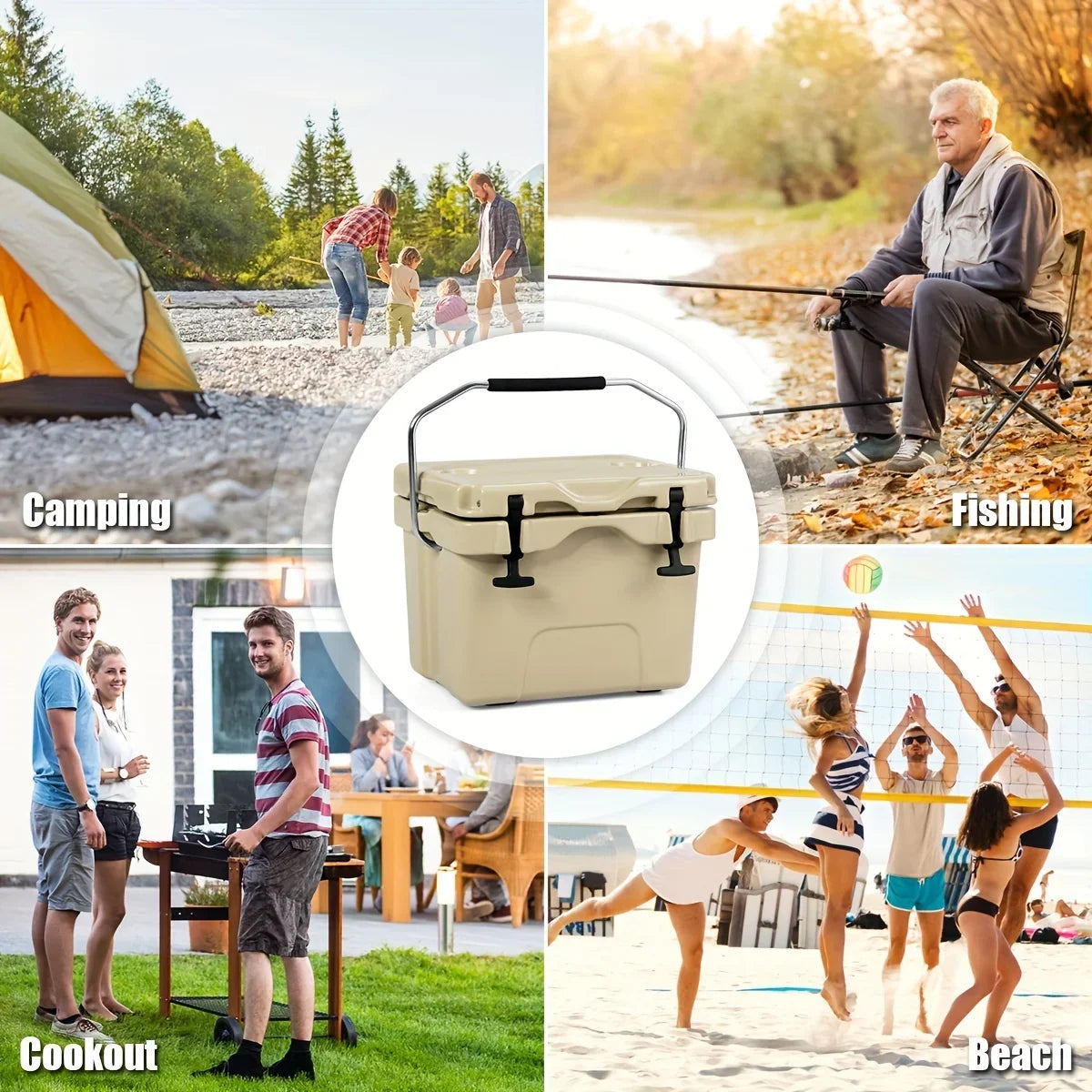 COSTWAY 16-Quart Cooler - Durable Leak-Proof Ice Chest, Keeps 24 Cans Chilled - Ideal for Outdoor Camping & Picnics