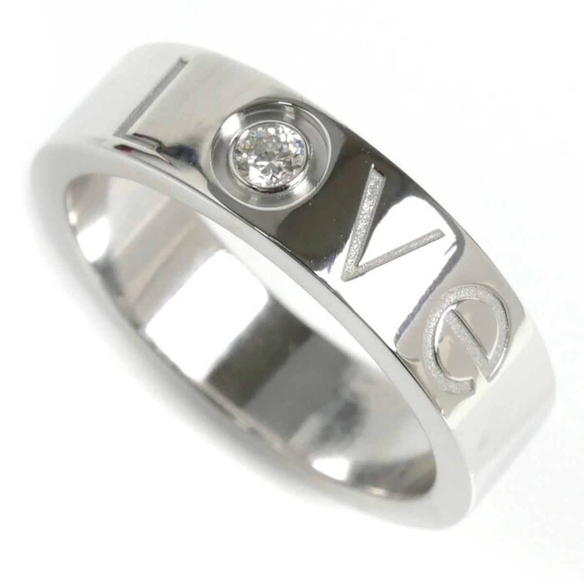 Pre-Owned CARTIER Cartier K18WG White Gold Love Ring 1P Diamond 14.5 Size 55 9.8g 2006 Limited Edition Women's (Good)