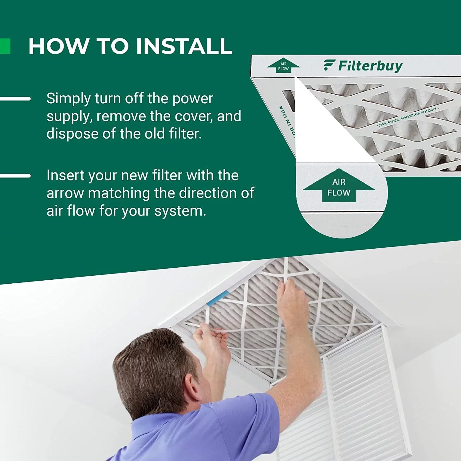 Filterbuy 20x20x1 MERV 8 Pleated HVAC AC Furnace Air Filters (4-Pack)