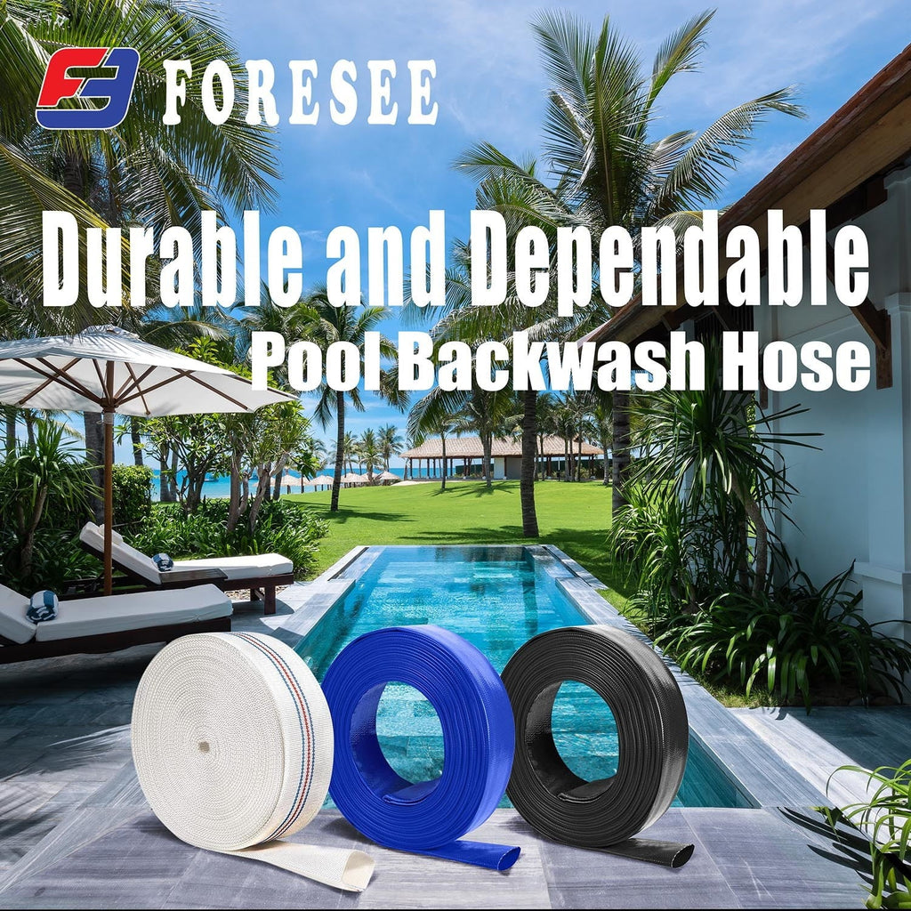 Heavy-duty PVC Lay-Flat Water Hose - High tensile strength fiber reinforcement for pool equipment