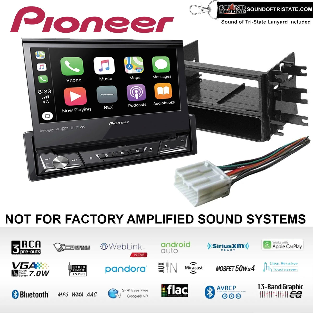 Pioneer AVH-3500NEX Single DVD Receiver Fits 1995-2005 Mitsubishi Eclipse