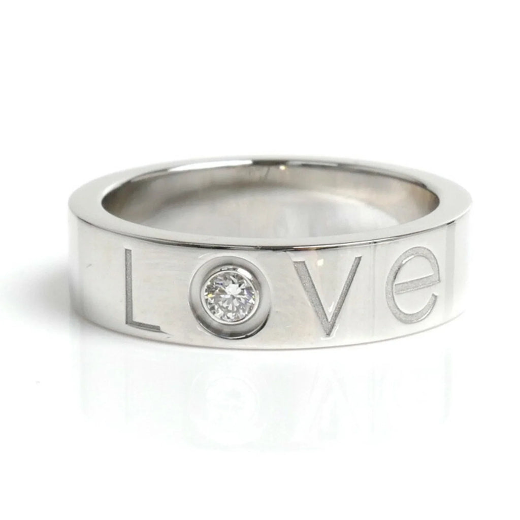 Pre-Owned CARTIER Cartier K18WG White Gold Love Ring 1P Diamond 14.5 Size 55 9.8g 2006 Limited Edition Women's (Good)