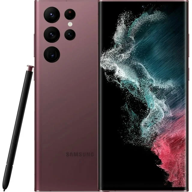 Restored Samsung Galaxy S22 Ultra 5G S908U (Fully Unlocked) 128GB Burgundy (Refurbished)