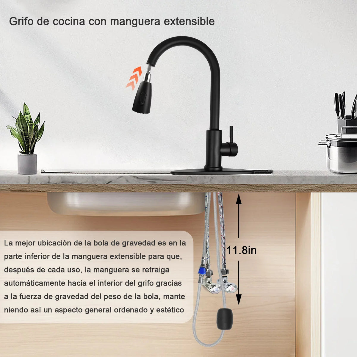 Kitchen Faucet with Pull Down Sprayer, High Arc Single Handle Kitchen Sink Faucet with Deck Plate, Commercial Modern Stainless Steel Kitchen Faucets for Kitchen, RV, Bar, Silver
