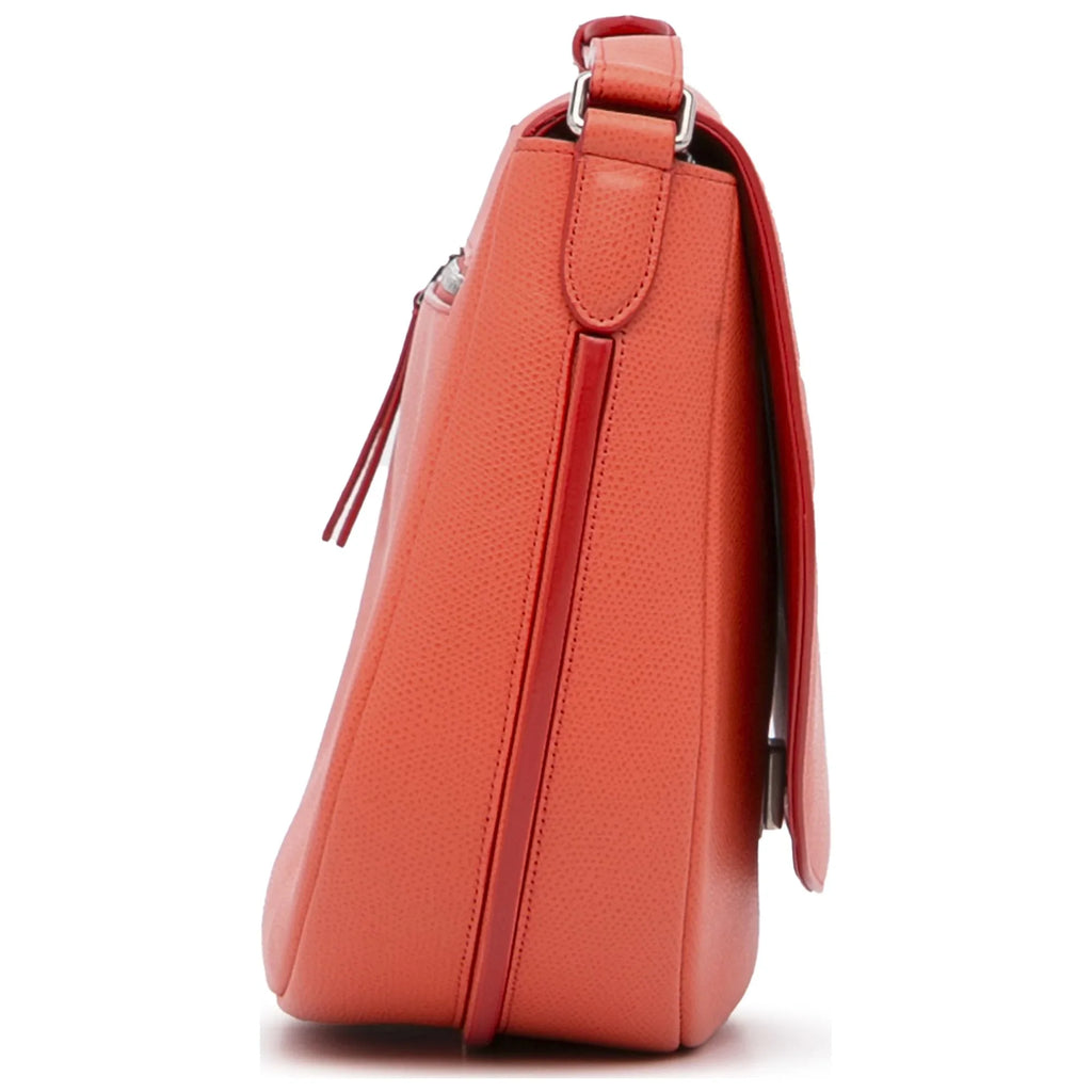 Pre-Owned Authenticated Celine Trotteur Messenger Bag Calf Leather Orange Crossbody Bag Unisex (Good)