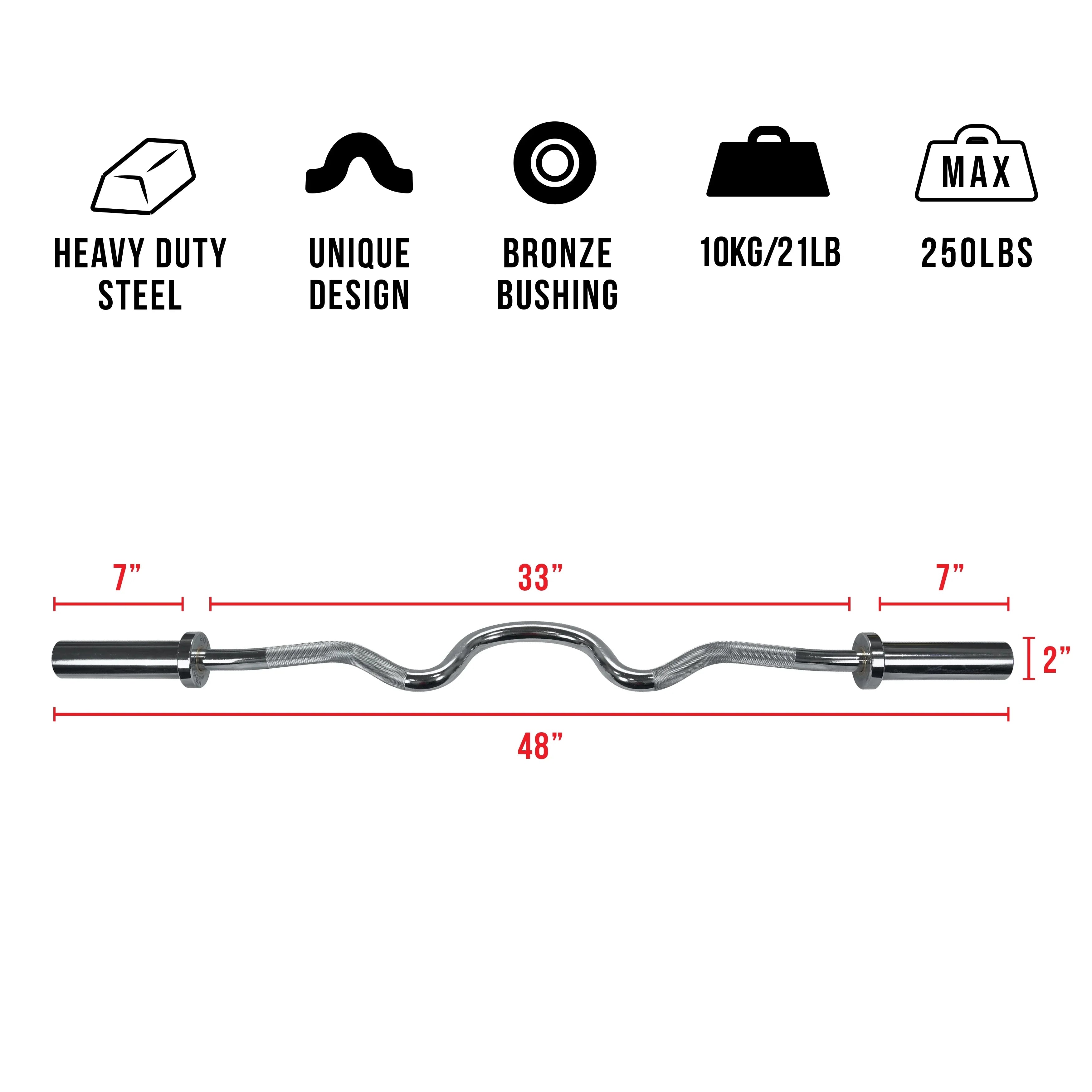Valor Fitness 47" EZ Curl Bar -28mm Streel Knurled Hand Grip for Triceps Arm Curls and Upper Body Workout