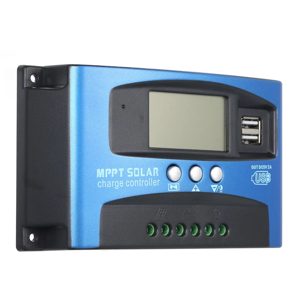 Htovila 30A-100A Solar Charge Controller Solar Panel Charge Controller Dual USB Charge Regulator Intelligent Adjustable Parameter LCD Display