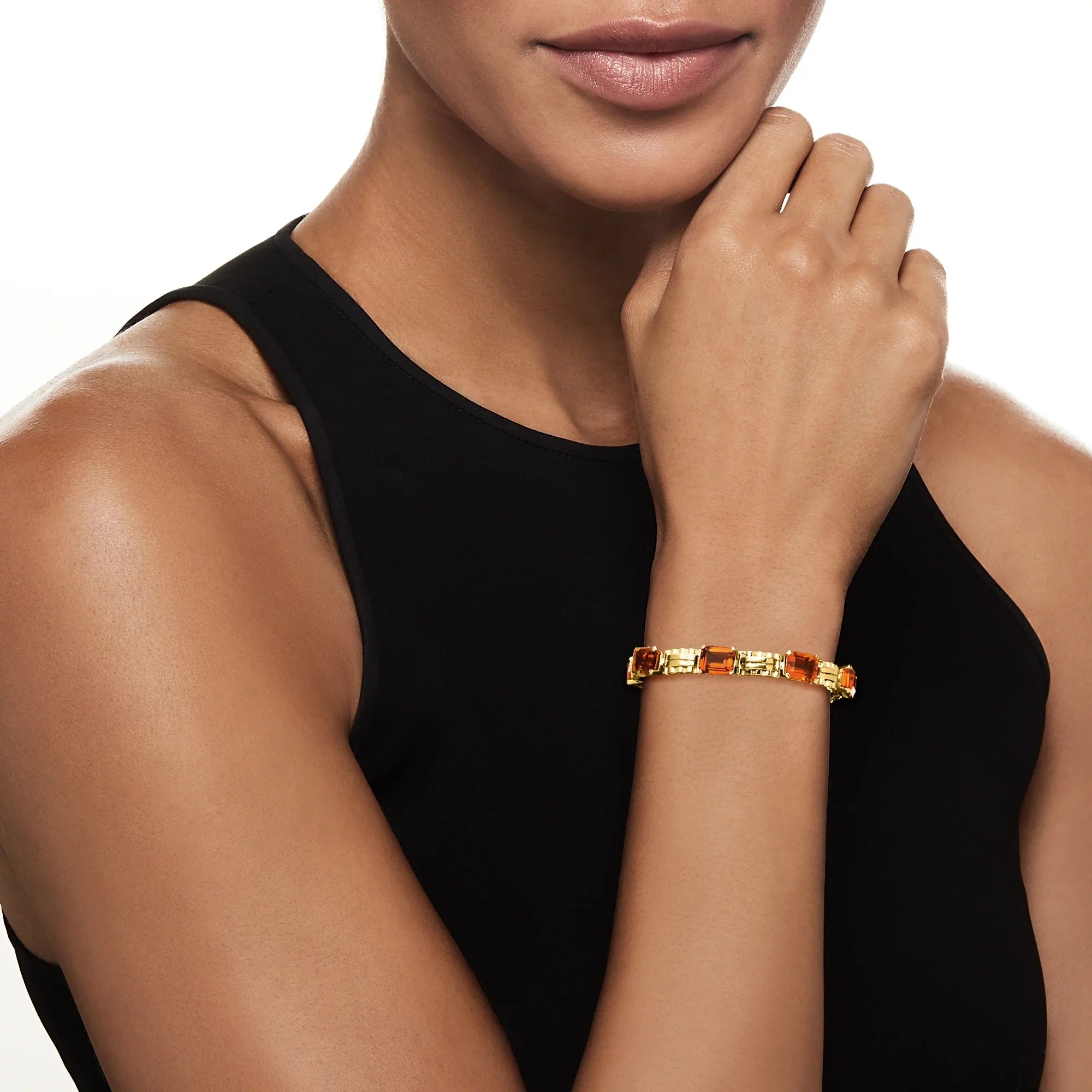 Ross-Simons C. 1940 Vintage 27.30 ct. t.w. Citrine Link Bracelet in 18kt Yellow Gold, Women's, Adult, Pre-Owned