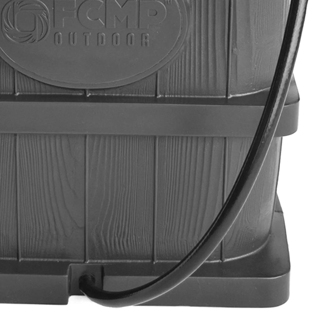 FCMP Outdoor WG4000-GRY Home Outdoor Wood Grain Rain Water Catcher Barrel