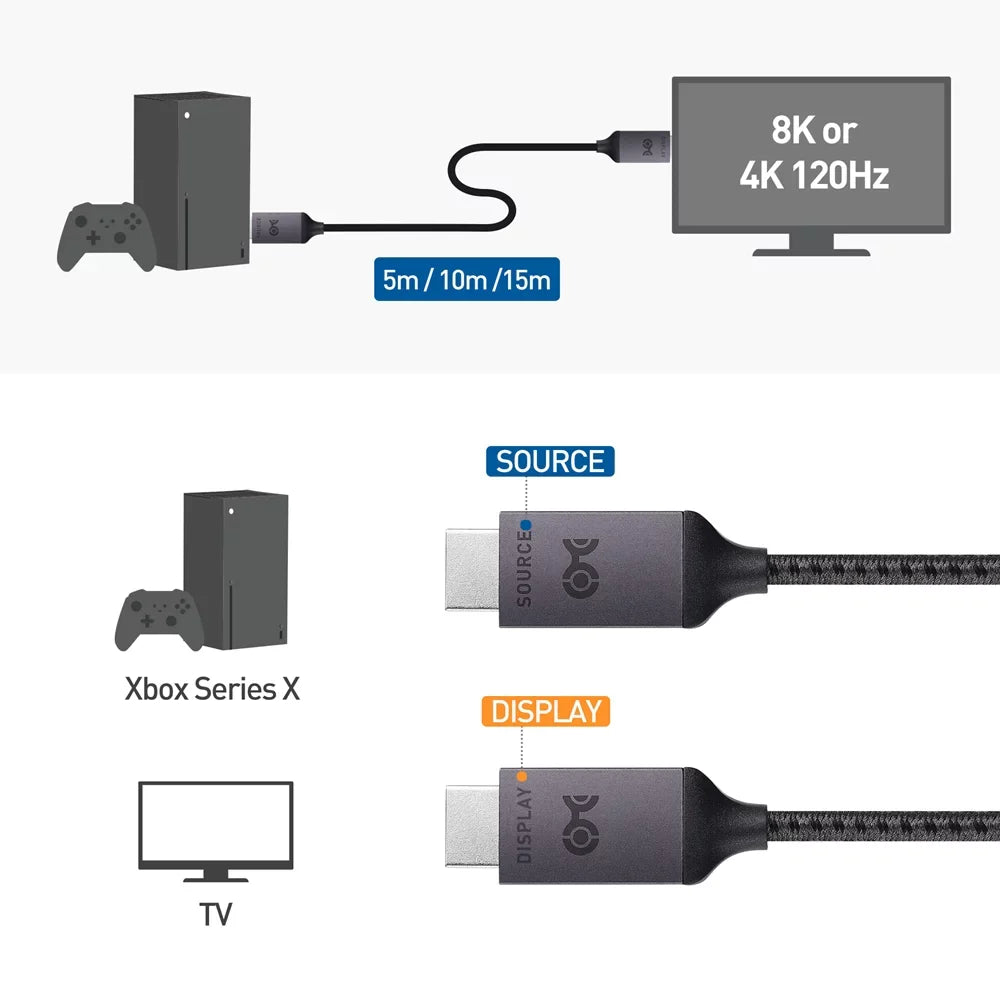 Cable Matters Certified Active Ultra High Speed HDMI Cable (Fiber Active Optical 8K HDMI Cable) – 10m / 32.8 Feet – Supporting 8K@60Hz 4K@120Hz HDR - Designed for XBOX, Compatible with PS5, Apple TV