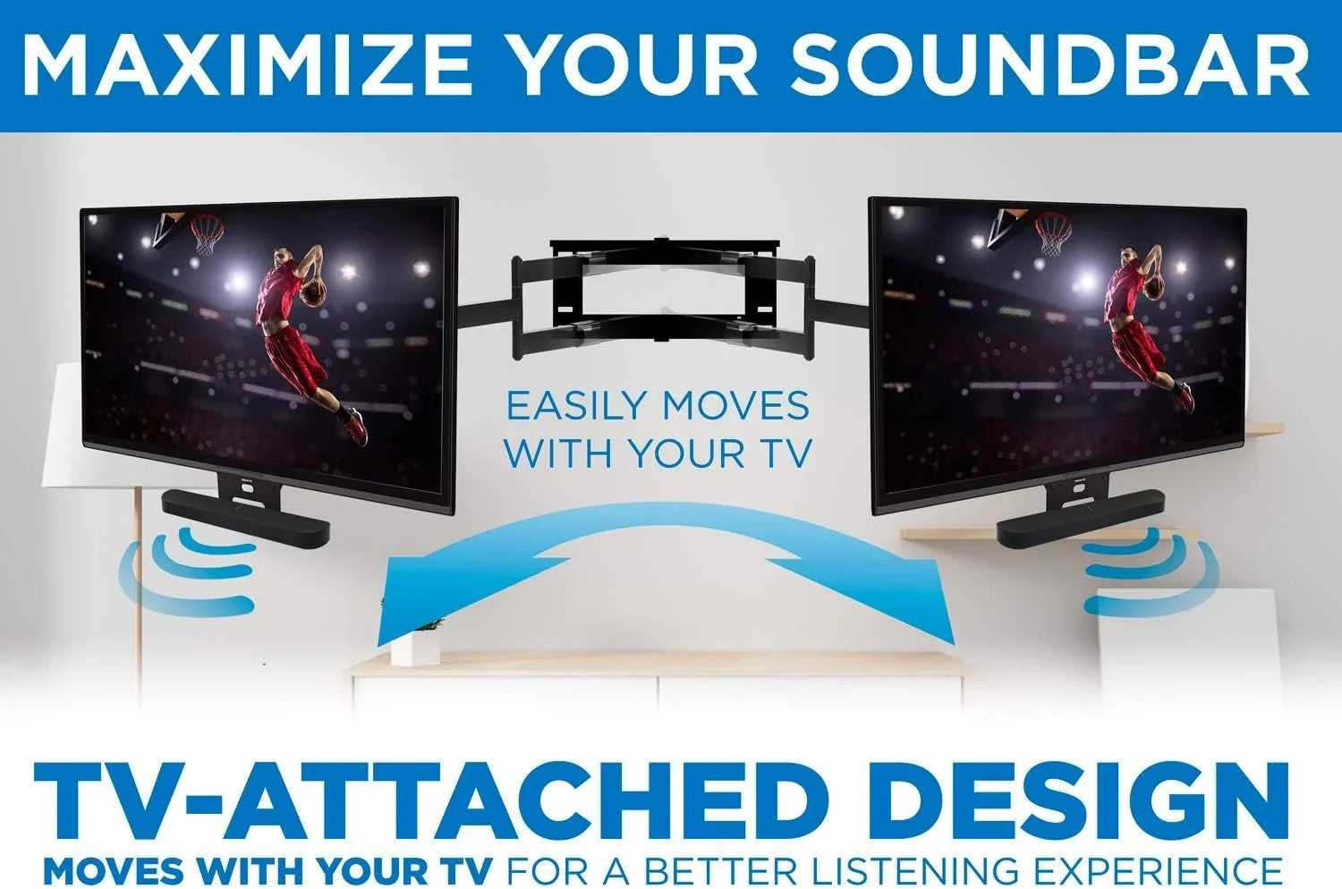 Mount-It! Sound Bar TV Mounting Shelf Compatible with Sonos Beam Speaker | Soundbar Mount Bracket Kit for Televisions with 200mm - 600mm VESA Mounting Pattern