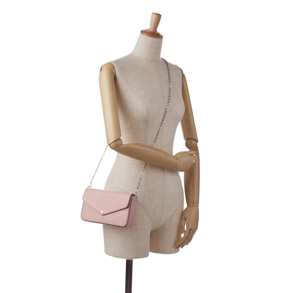 Pre-Owned Authenticated Louis Vuitton Epi Pochette Felicie Leather Pink Crossbody Bag Unisex (Good)
