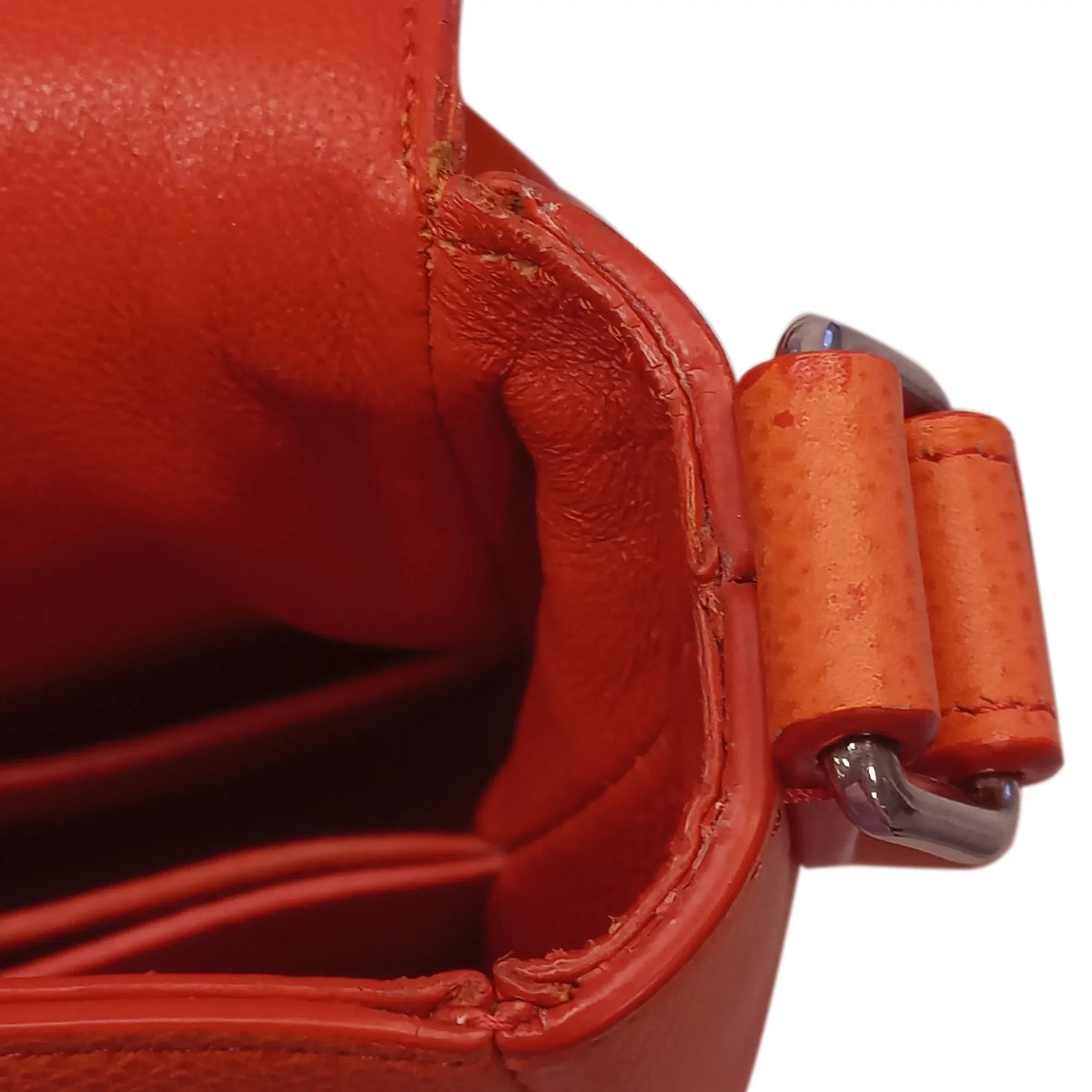 Pre-Owned Authenticated Celine Trotteur Messenger Bag Calf Leather Orange Crossbody Bag Unisex (Good)
