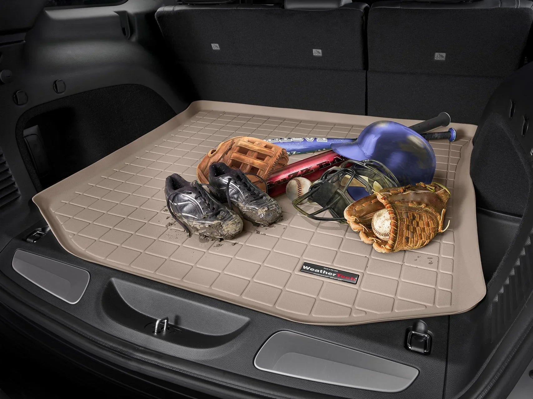 WeatherTech Cargo Trunk Liner with Bumper Protector compatible with 2011-2017 Honda Odyssey - Behind 3rd Row Seating With Bumper Protector, Cocoa