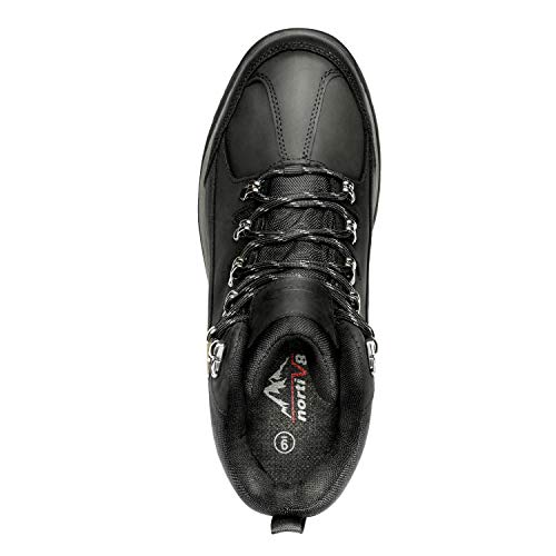 NORTIV 8 Men's Leather Waterproof Hiking Boots Mid Ankle Trekking Mountaineering Outdoor Boots Black Size 10 M US Hiker