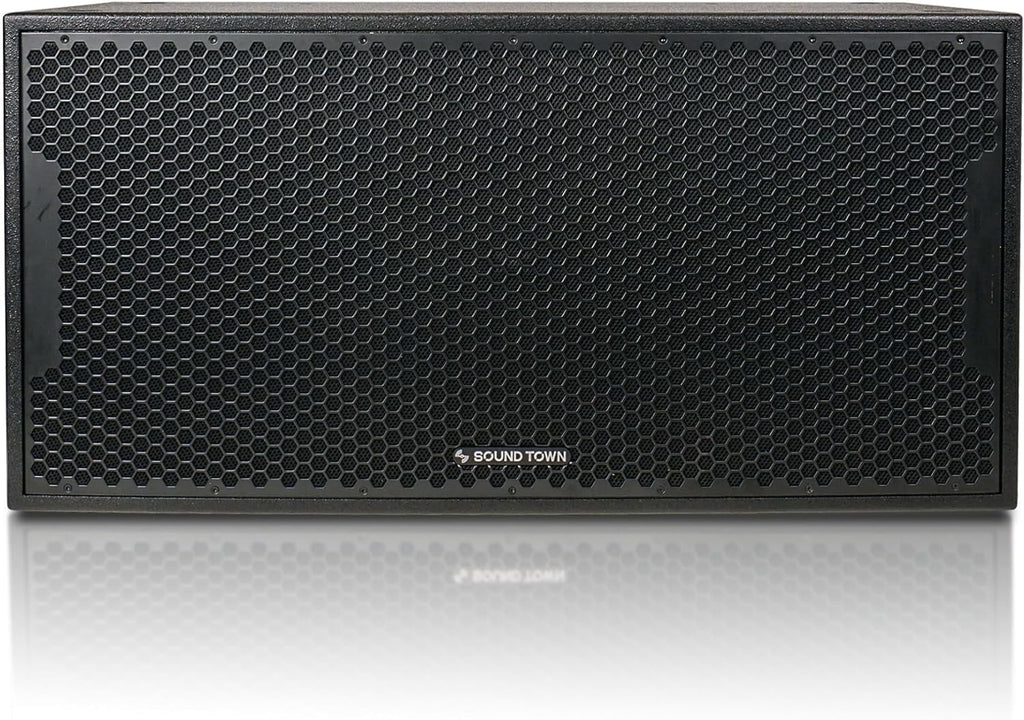 Sound Town CARME Series Dual 18" 3200W PA/DJ Powered Subwoofer with DSP, 2-Channel Class-D, 4" Voice Coil, Birch Plywood, Bass Reinforcement, for Stages, Bars, Clubs, Concert, Black (CARME-218SBPW)