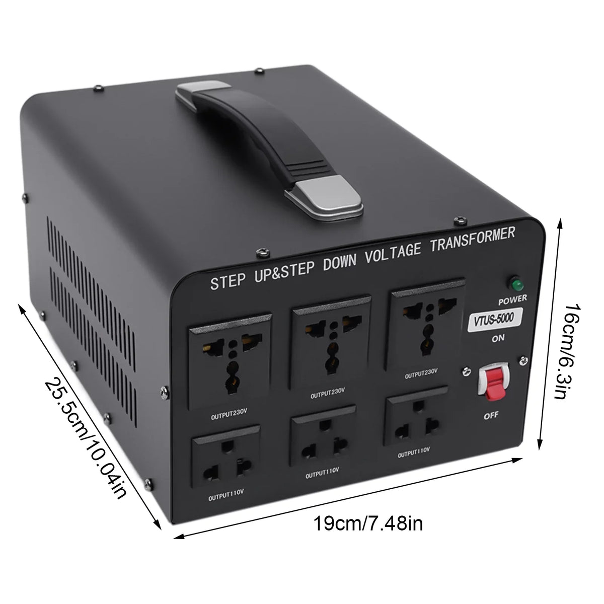 Loyalheartdy 5000 Watt Peak Voltage Converter Transformer Heavy Duty Step Up/Down Convert 110V to 220V / 220V to 110V Electric Power Voltage Converter
