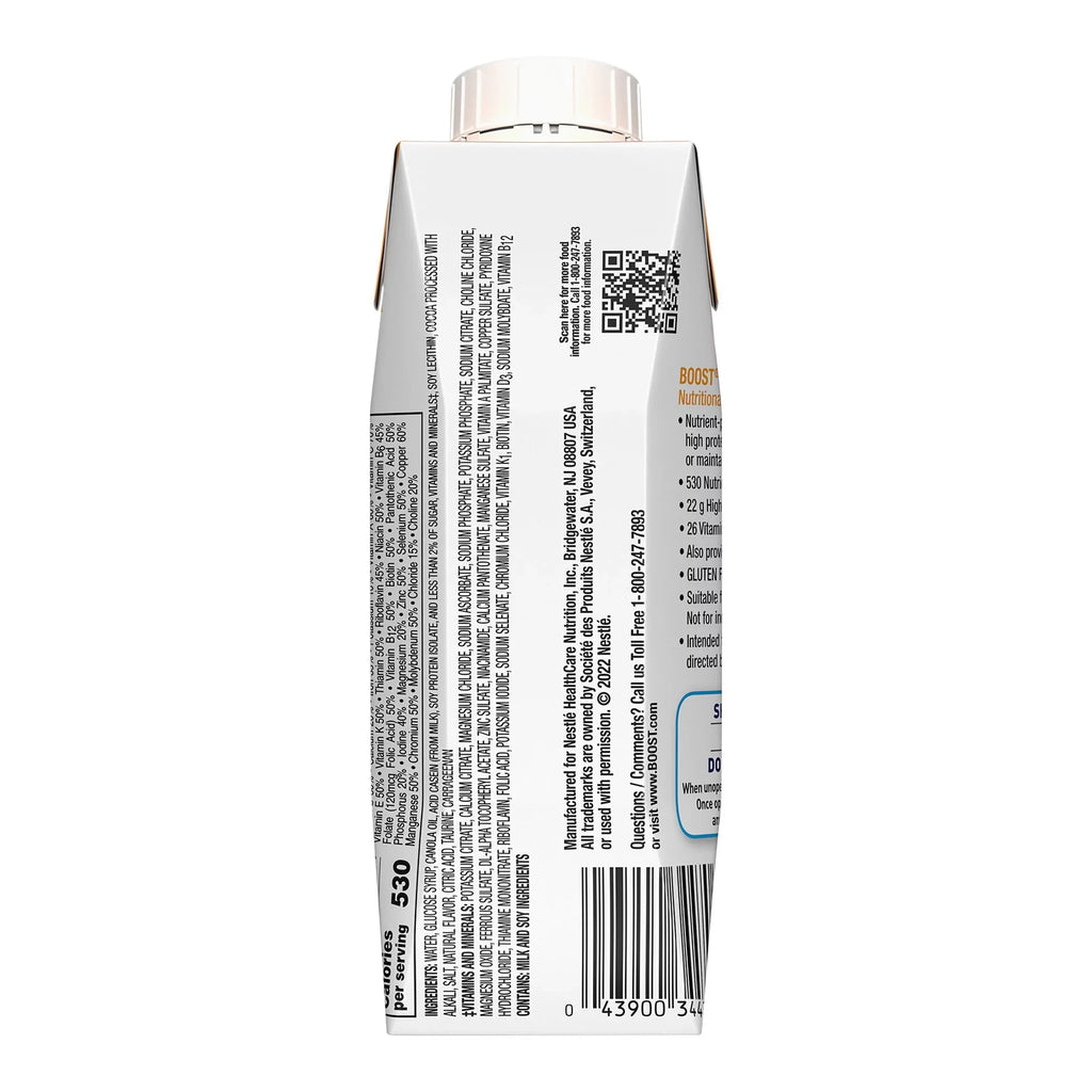 Nestle Boost Very High Calorie Complete Nutritional Drink Chocolate 8 oz Reclosable Carton 24 Ct