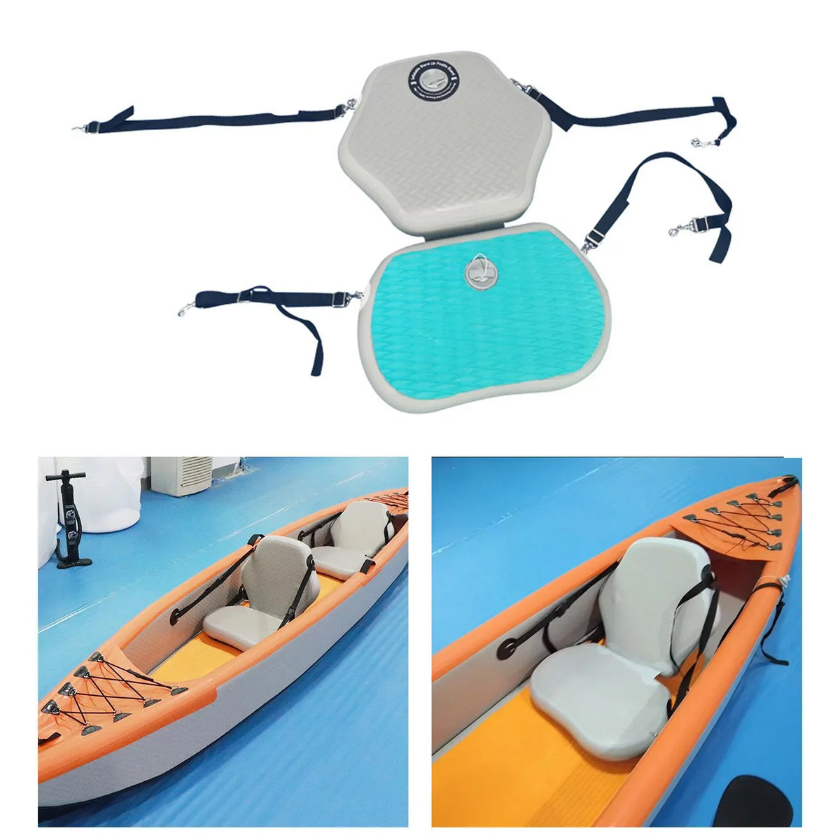 Inflatable Kayak Seat with Back Support Rowboats Universal Paddle Boards Seat