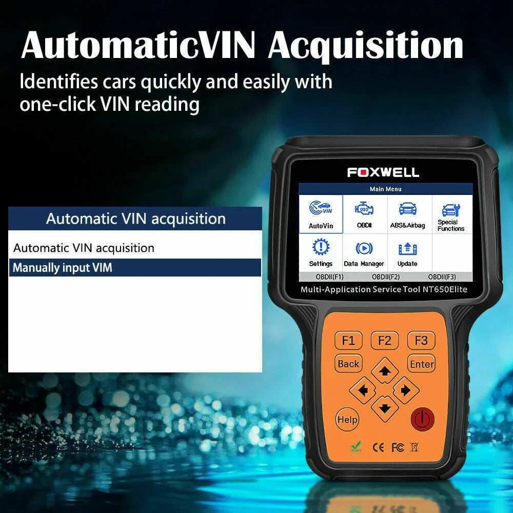 FOXWELL NT650 Elite Car OBD2 Scanner Automotive OBD II ABS Air Bag Code Reader with SAS EPB DPF EPS TPMS TPS Battery Registeration Oil Light Reset