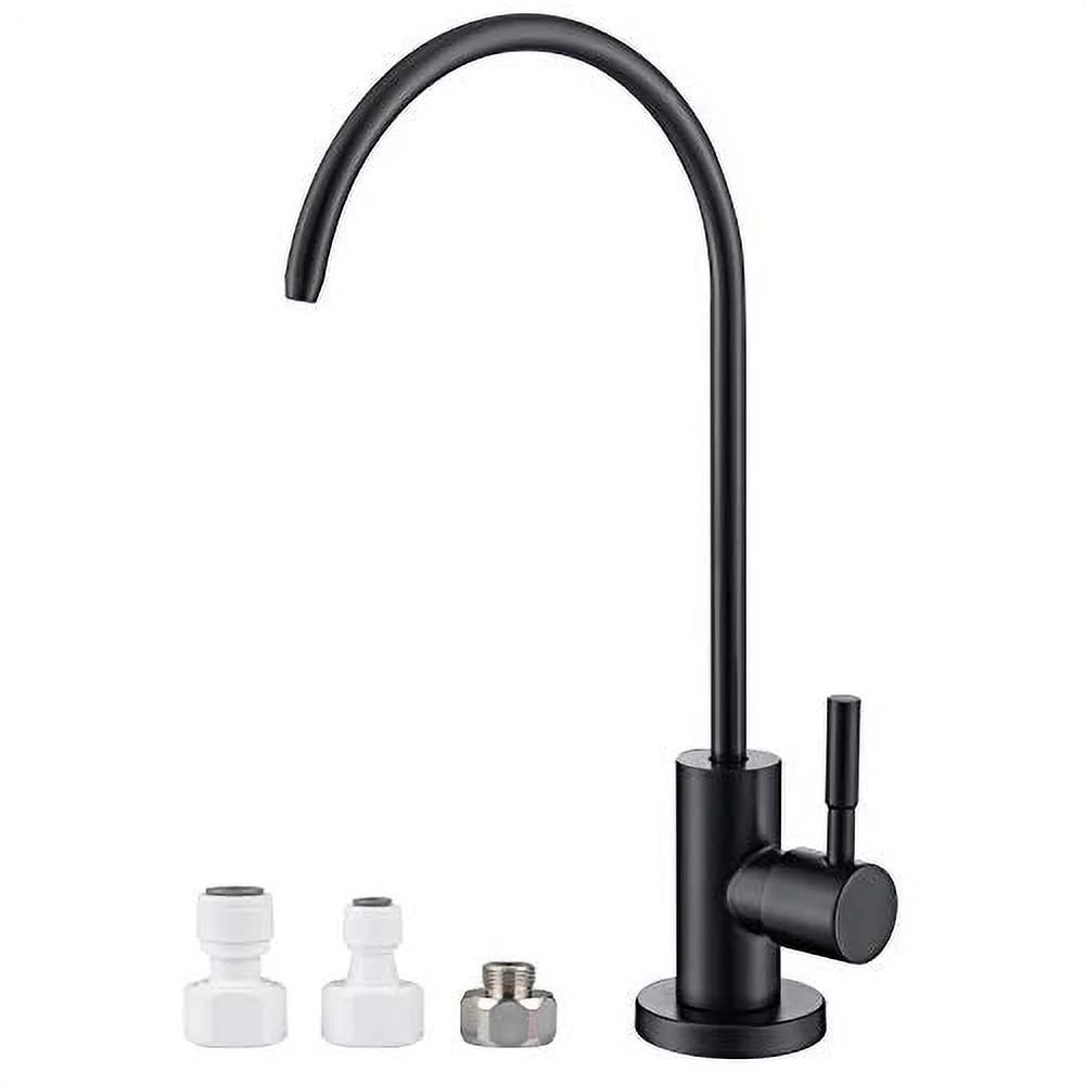 MIAOHUI Reverse Osmosis Faucet, Drinking Water Faucet Fits Most Water Filtration Systems, Modern RO Faucet Kitchen Filtered Water Faucet, Non-Air Gap, Lead-Free, Stainless Steel (Black)