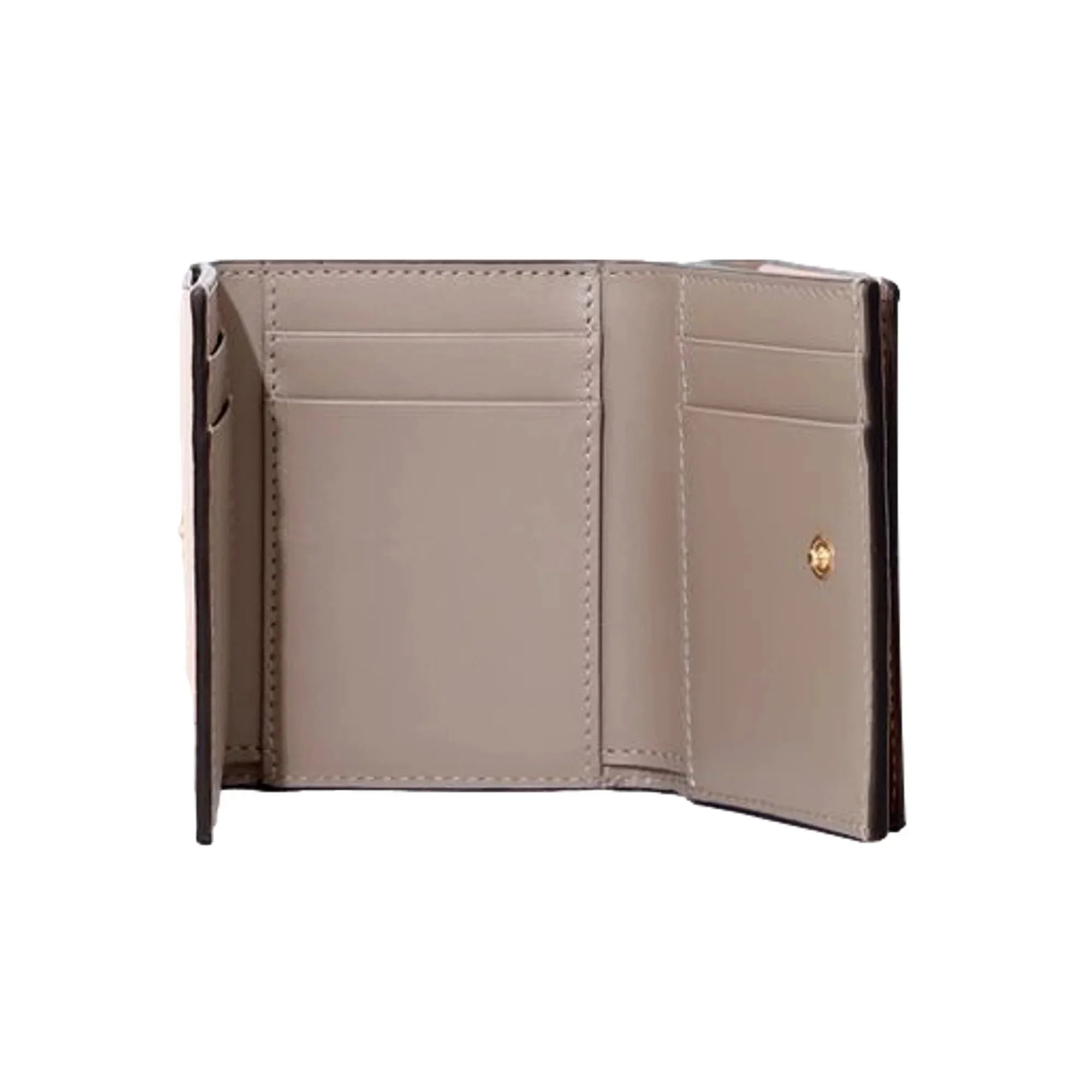Fendi O'Lock Wallet Micro Trifold Rose Pink Tortora Gray Calf Leather