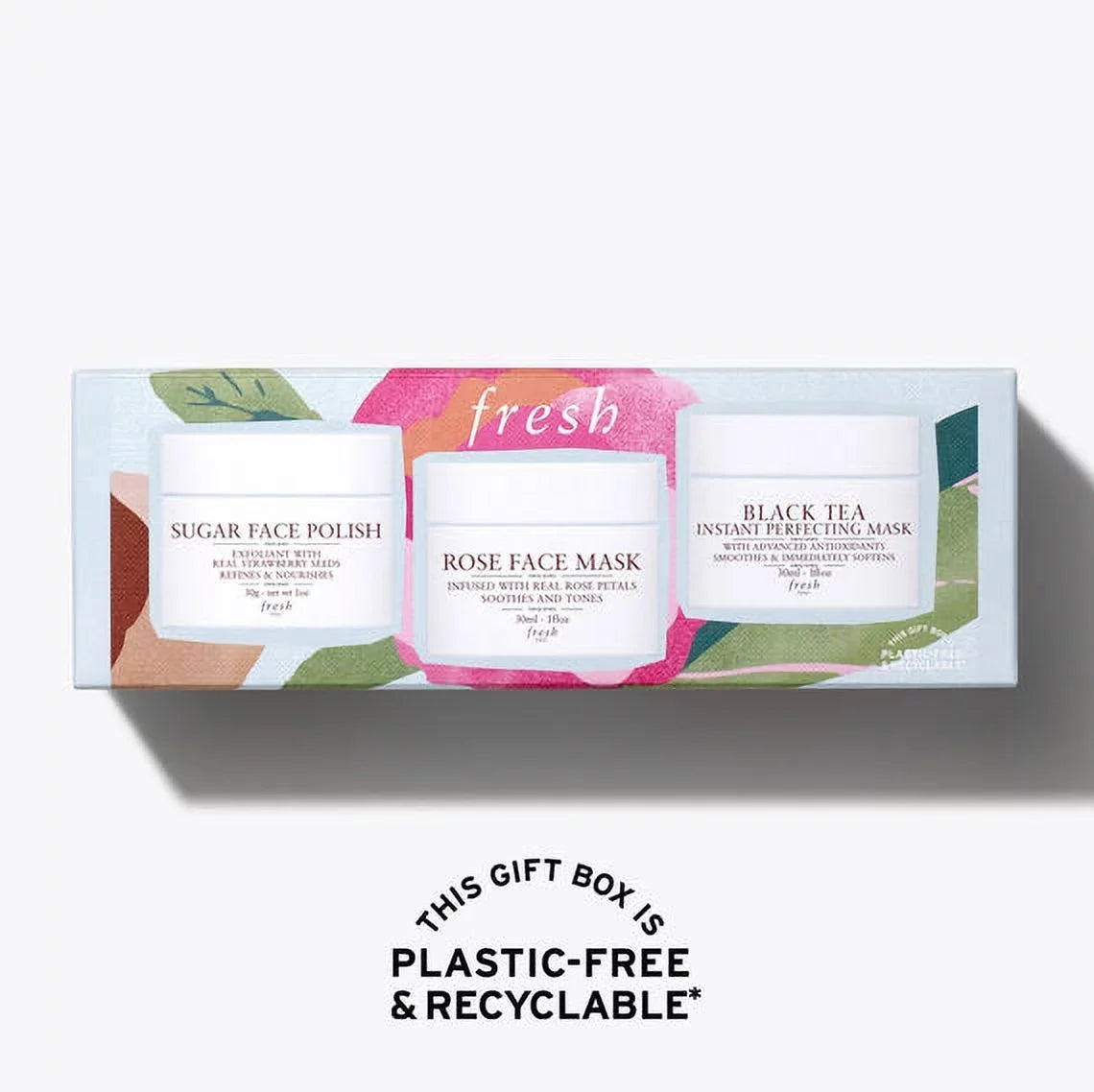Fresh Face Mask Essentials Gift Set, Facial Masks: Sugar Face Polish, Rose Face Mask, Black Tea, Advanced Antioxidants (Gift Set, 3 Pack) *EN